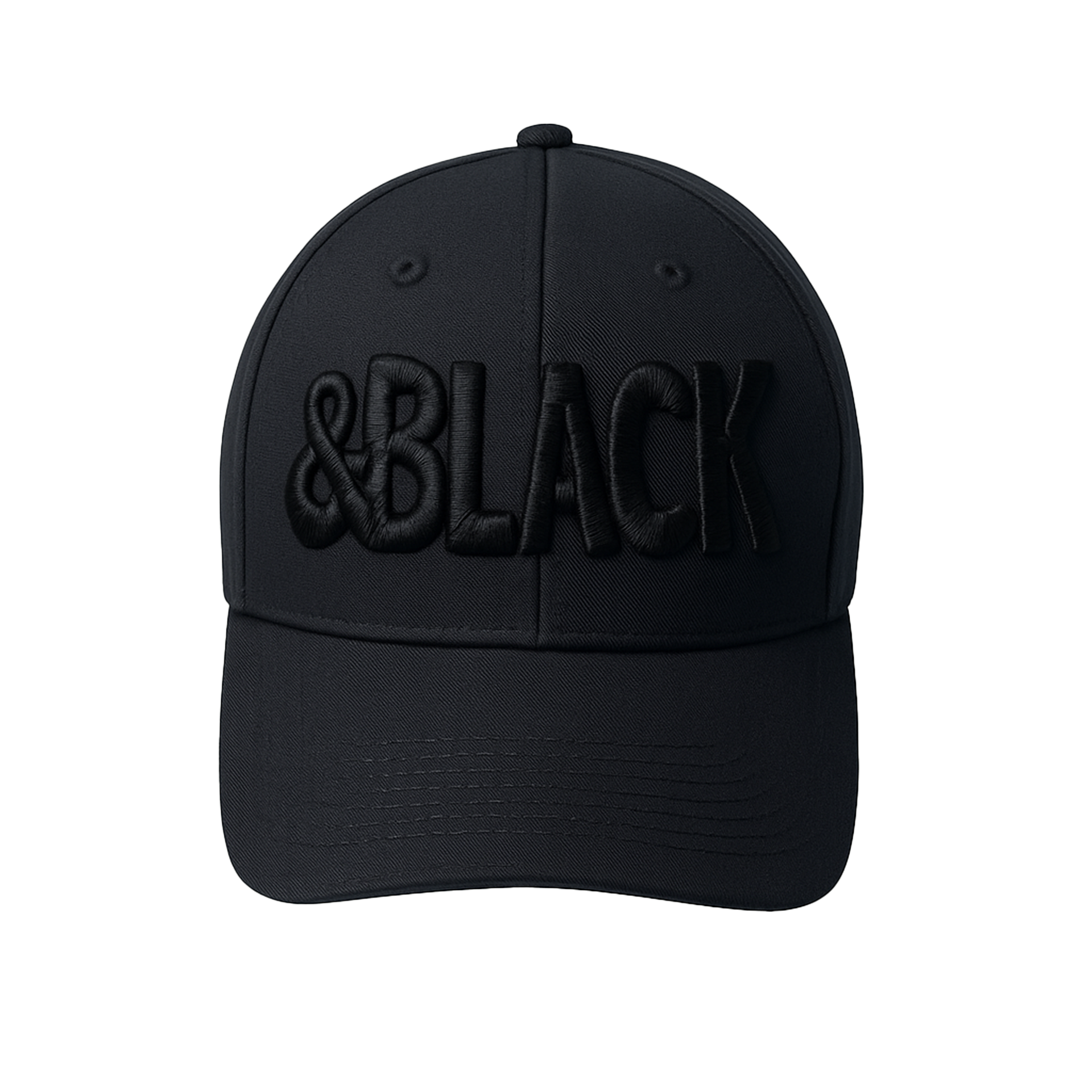 &BLACK embroidered black baseball cap mockup