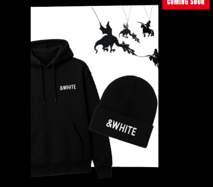 Black &WHITE hoodie and beanie set mockup