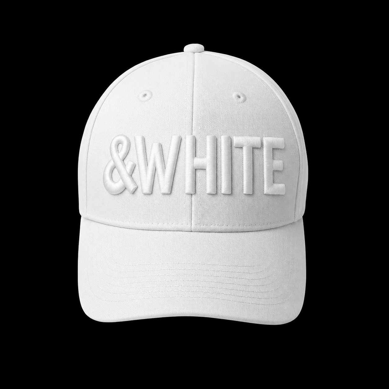White &WHITE embroidered baseball cap mockup